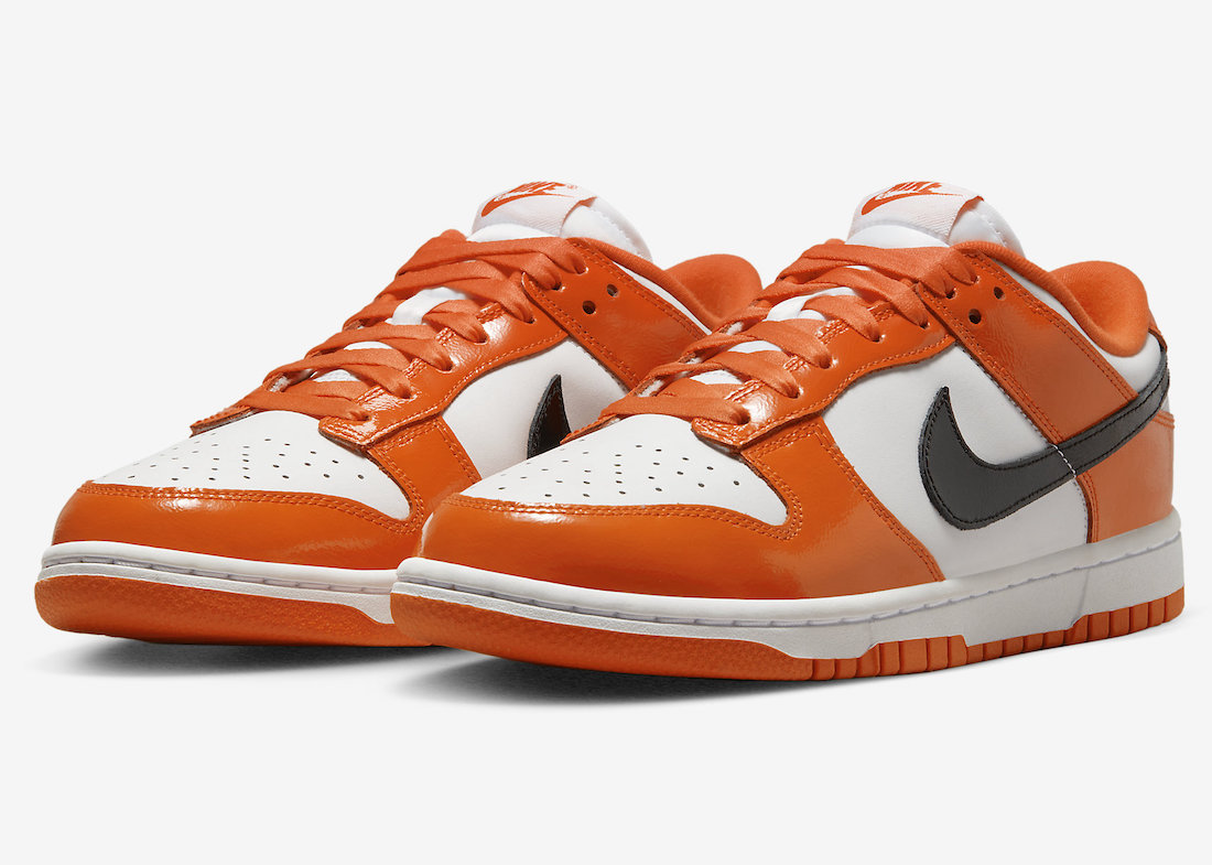 Nike Dunk Low White Orange Black Patent DJ9955-800 Release Date