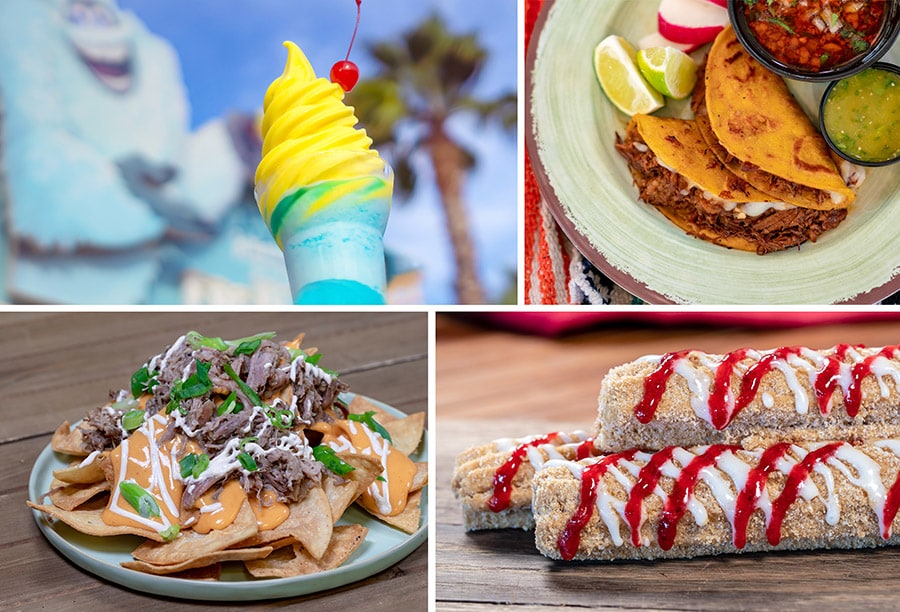 Adorable Snowman Pixar Pier Parfait, Cocina Cucamunga Queso Birra Street Tacos, Studio Catering Co. Pork Nachos, Hollywood Churro Strawberry Cheesecake Chrurro