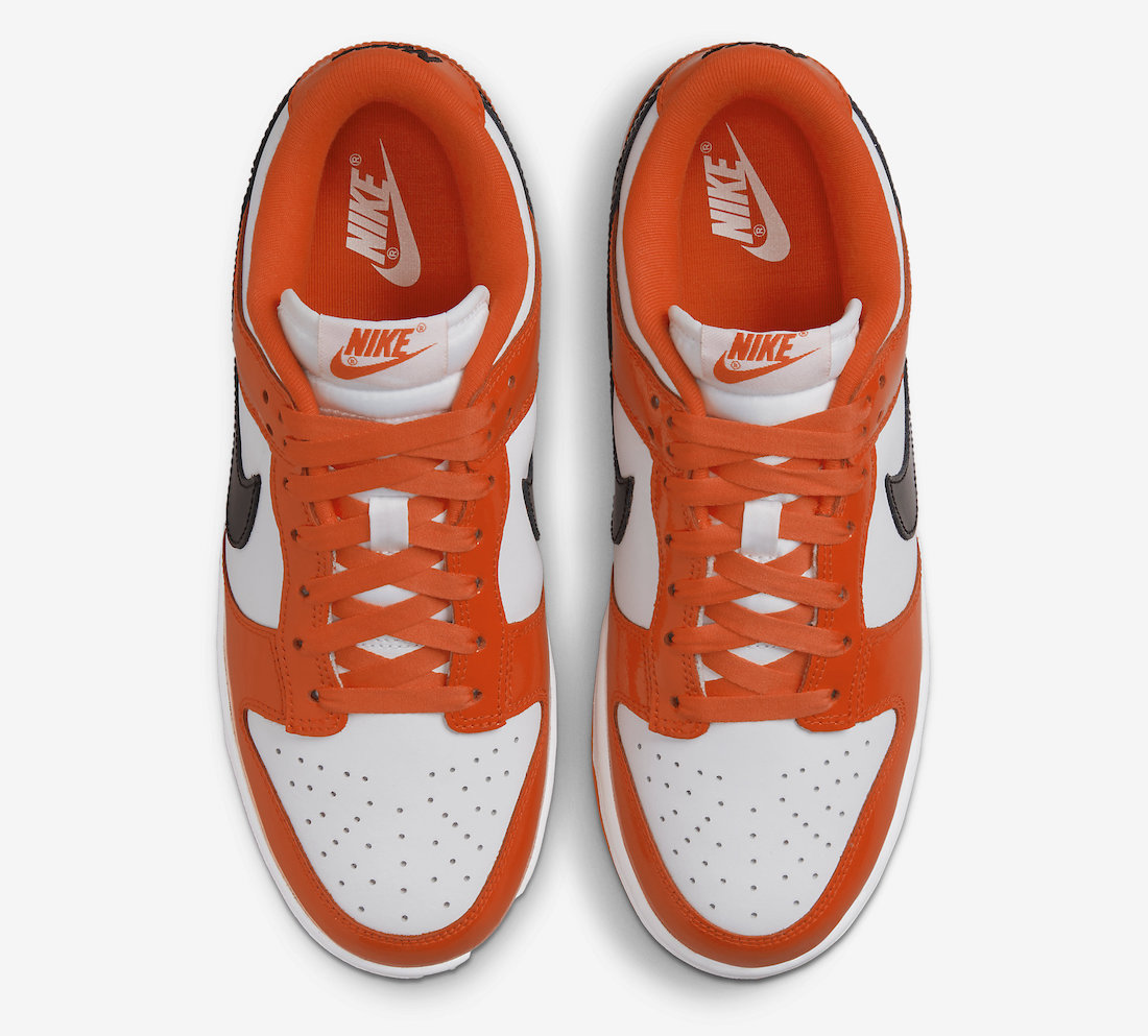 Nike Dunk Low White Orange Black Patent DJ9955-800 Release Date