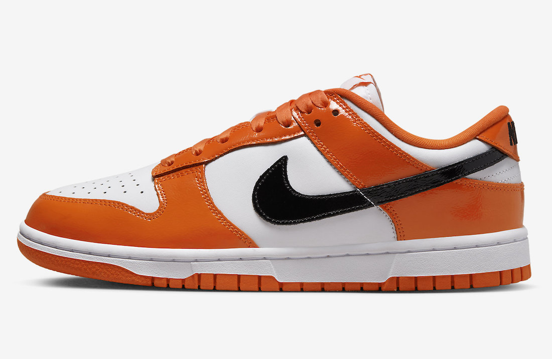 Nike Dunk Low White Orange Black Patent DJ9955-800 Release Date