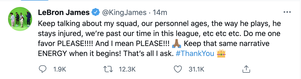 LeBron James deletes tweet about fans pointing out Lakers' ages