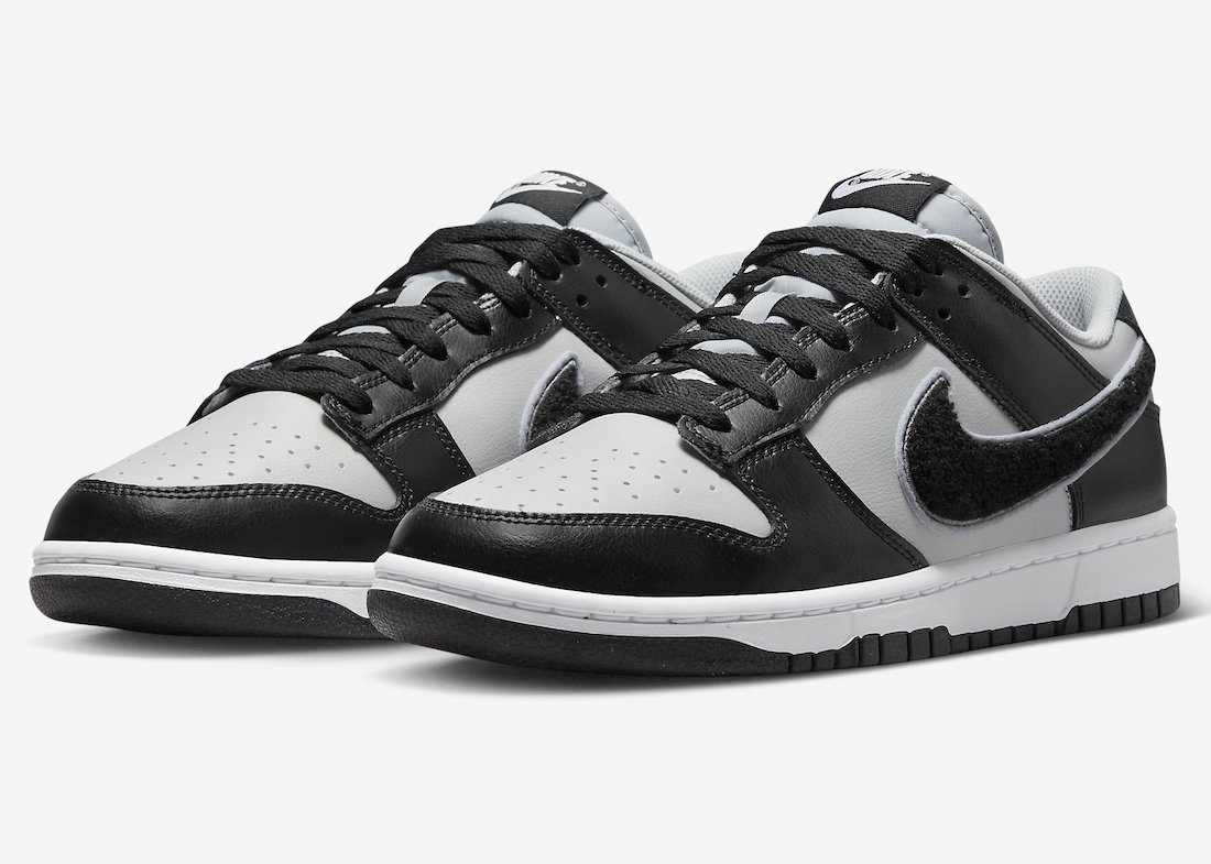 Nike Dunk Low Chenille Swoosh Grey Black DQ7683-001 Release Date