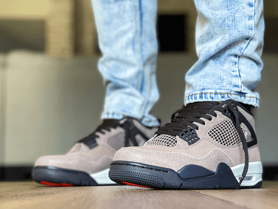 r/Sneakers - Air Jordan Retro 4 'Taupe Haze' On Feet w/ Blue + Black Jeans & Other Model Comparison